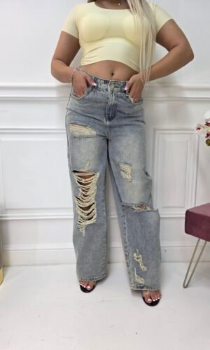 Jeans Wide Leg Destroyed