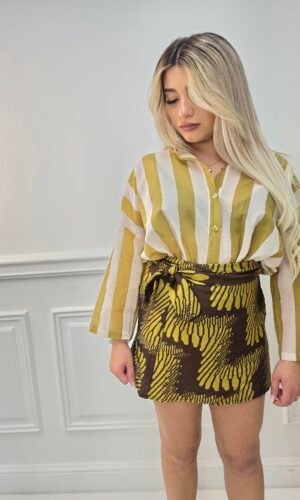 camicia a righe Senape